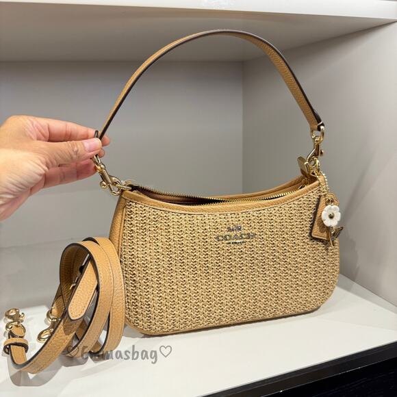 Coach Handbags - NWT COACH Teri Shoulder Bag With Charm CEC43 straw/Im/Toast